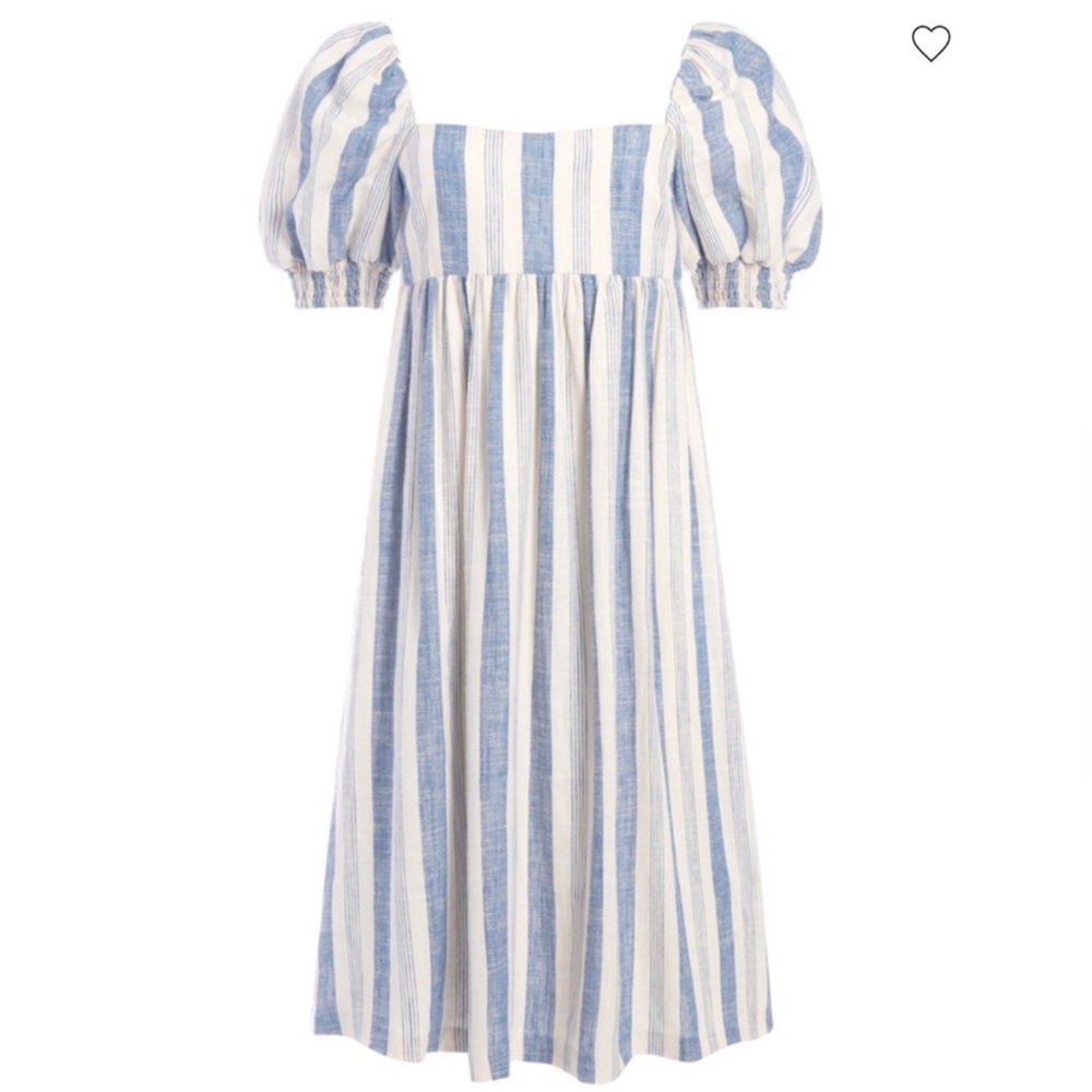 Alice + Olivia Bauery Puff Sleeve striped midi dress